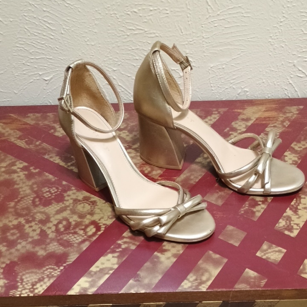 Copper Key Gold Strappy Heels